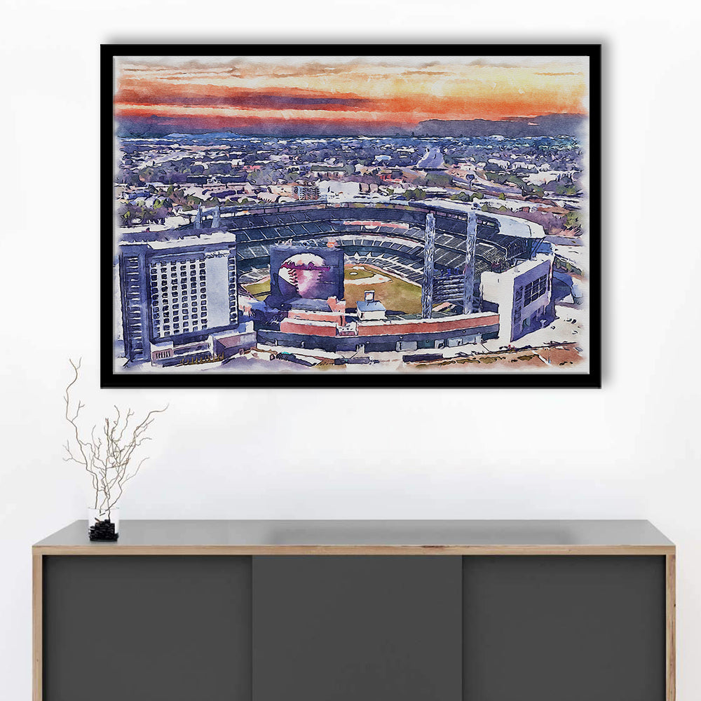Braves Baseball Stadium Painting Canvas, Truist Park Watercolor, Sport Gift Art, Framed Art Print Wall Decor