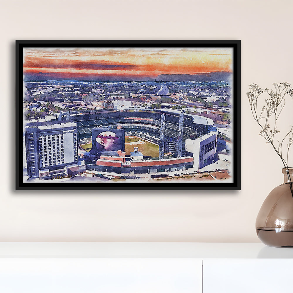 Braves Baseball Stadium Painting Canvas, Truist Park Watercolor, Sport Gift Art, Framed Canvas Print Wall Art