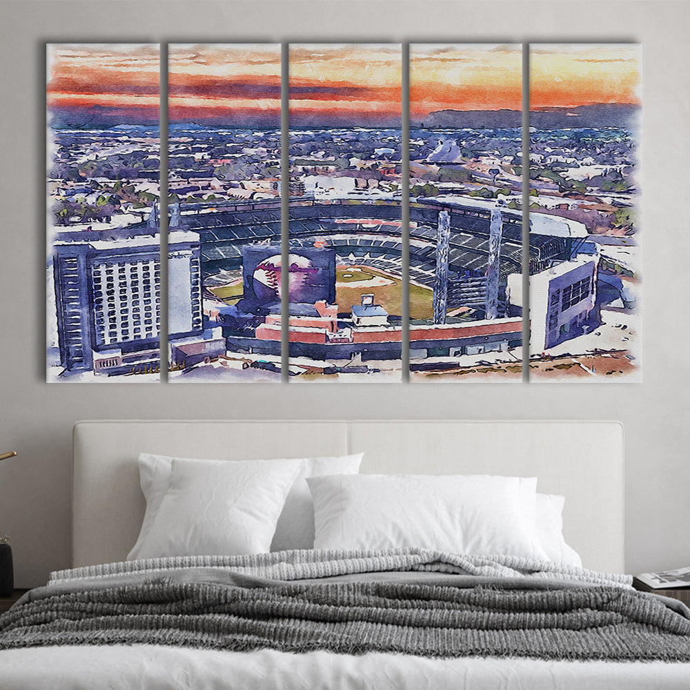 Braves Baseball Stadium Painting Canvas, Truist Park Watercolor, Sport Art, Extra Large Canvas Print Wall Art