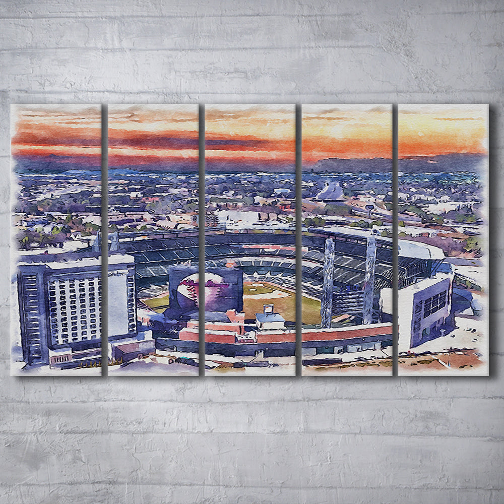 Braves Baseball Stadium Painting Canvas, Truist Park Watercolor, Sport Art, Extra Large Canvas Print Wall Art