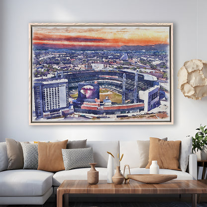 Braves Baseball Stadium Painting Canvas, Truist Park Watercolor, Sport Gift Art, Framed Canvas Print Wall Art