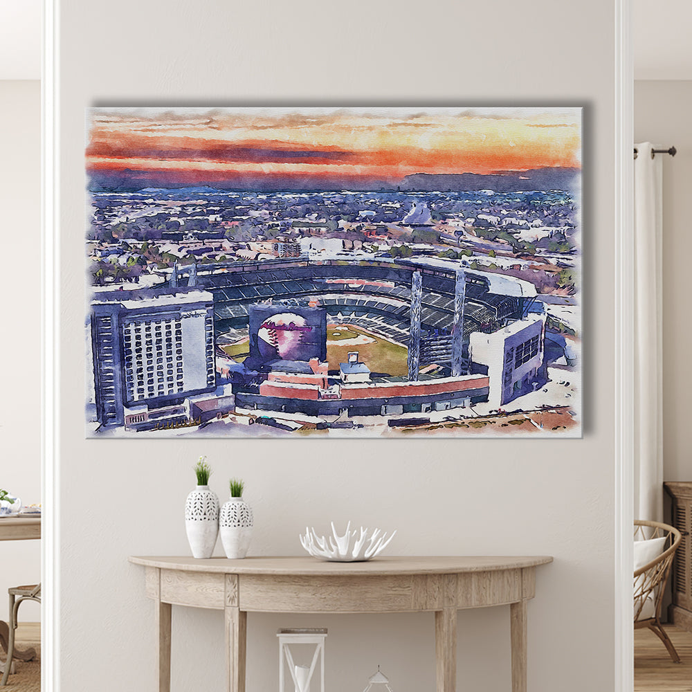 Braves Baseball Stadium Painting Canvas, Truist Park Watercolor, Sport Art, Gifts for him, Canvas Print Wall Art