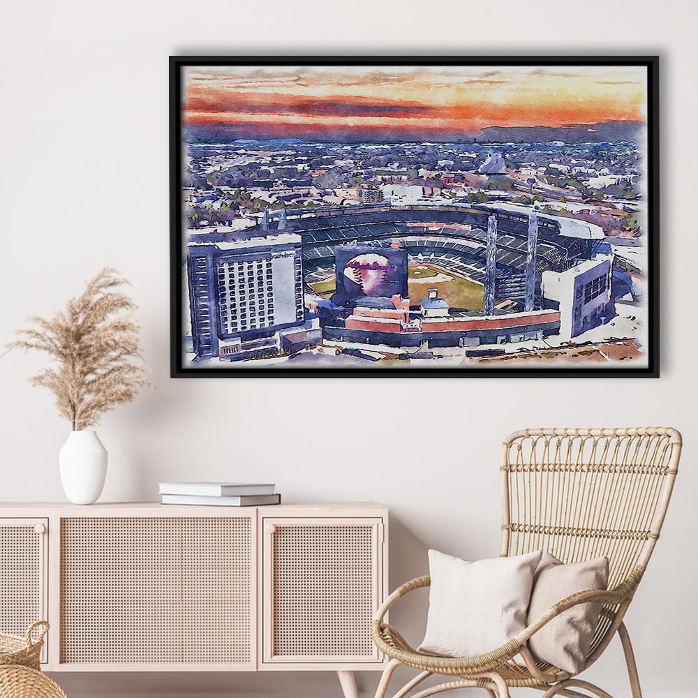Braves Baseball Stadium Painting Canvas, Truist Park Watercolor, Sport Gift Art, Framed Canvas Print Wall Art