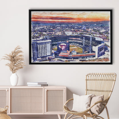 Braves Baseball Stadium Painting Canvas, Truist Park Watercolor, Sport Gift Art, Framed Canvas Print Wall Art