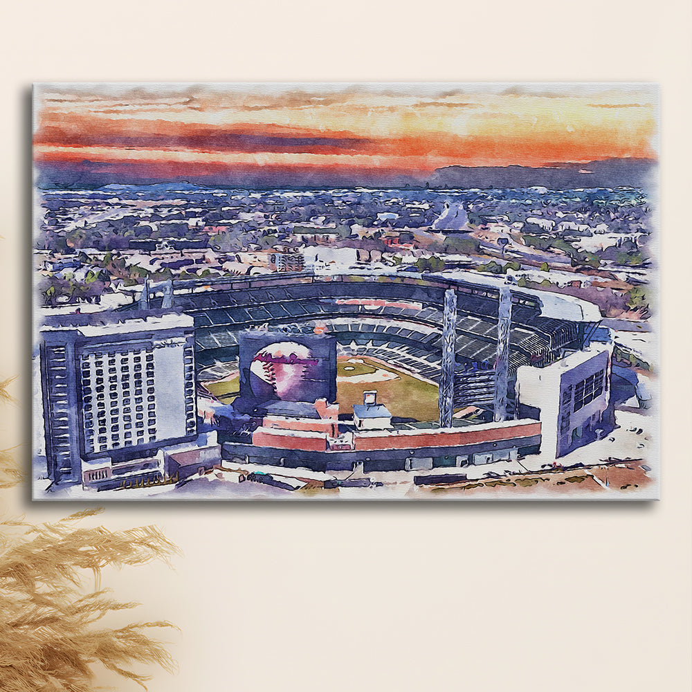 Braves Baseball Stadium Painting Canvas, Truist Park Watercolor, Sport Art, Gifts for him, Canvas Print Wall Art