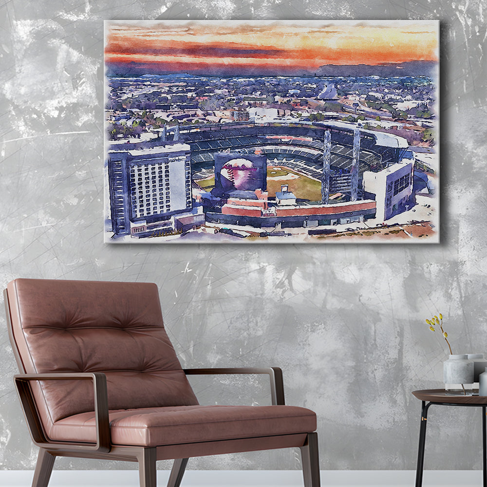 Braves Baseball Stadium Painting Canvas, Truist Park Watercolor, Sport Art, Gifts for him, Canvas Print Wall Art