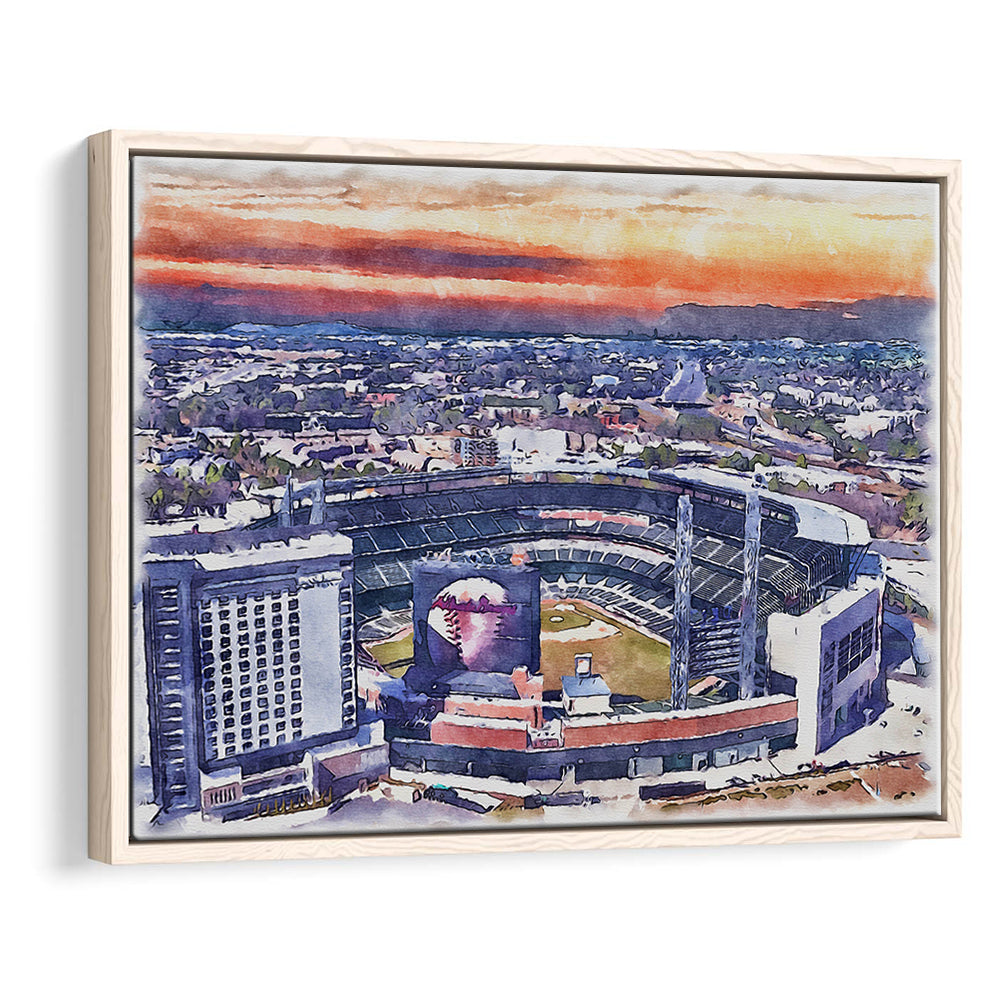 Braves Baseball Stadium Painting Canvas, Truist Park Watercolor, Sport Gift Art, Framed Canvas Print Wall Art