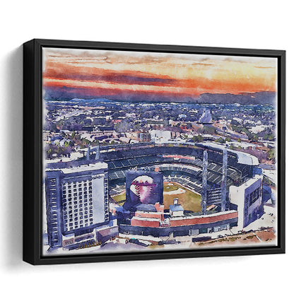 Braves Baseball Stadium Painting Canvas, Truist Park Watercolor, Sport Gift Art, Framed Canvas Print Wall Art