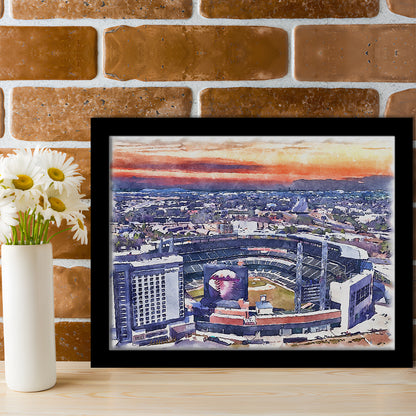 Braves Baseball Stadium Painting Canvas, Truist Park Watercolor, Sport Gift Art, Framed Art Print Wall Decor