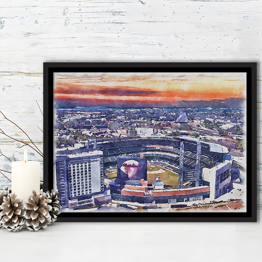 Braves Baseball Stadium Painting Canvas, Truist Park Watercolor, Sport Gift Art, Framed Canvas Print Wall Art