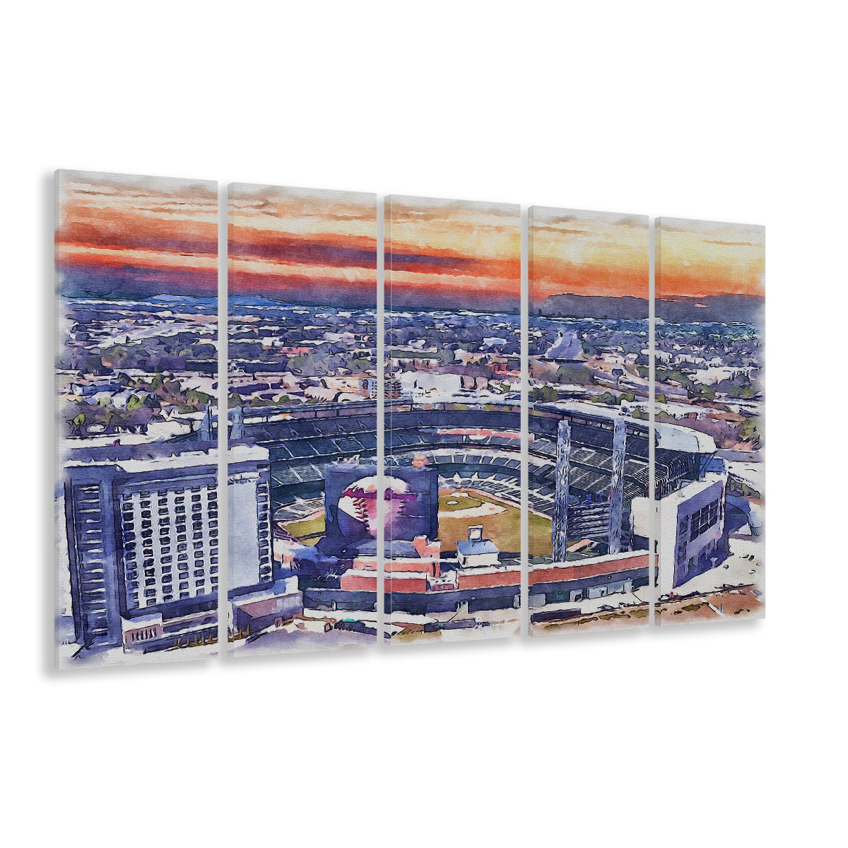 Braves Baseball Stadium Painting Canvas, Truist Park Watercolor, Sport Art, Extra Large Canvas Print Wall Art
