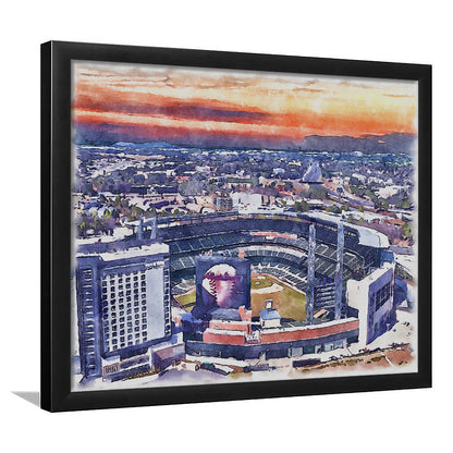 Braves Baseball Stadium Painting Canvas, Truist Park Watercolor, Sport Gift Art, Framed Art Print Wall Decor