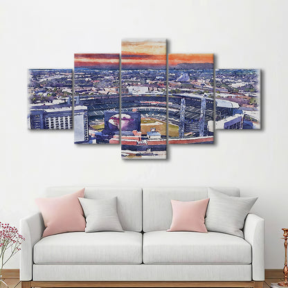 Braves Baseball Stadium Painting Canvas, Truist Park Watercolor, Sport Art, Mixed 5 Panel, Canvas Print Wall Art