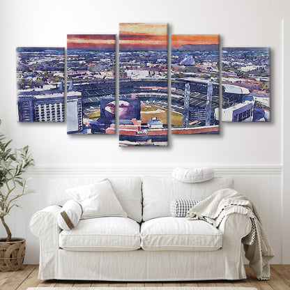 Braves Baseball Stadium Painting Canvas, Truist Park Watercolor, Sport Art, Mixed 5 Panel, Canvas Print Wall Art