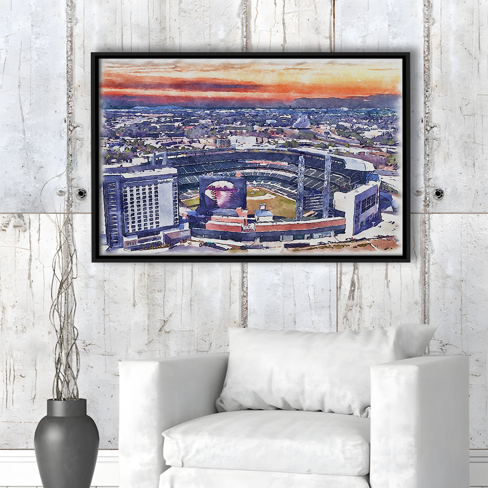 Braves Baseball Stadium Painting Canvas, Truist Park Watercolor, Sport Gift Art, Framed Canvas Print Wall Art
