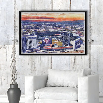 Braves Baseball Stadium Painting Canvas, Truist Park Watercolor, Sport Gift Art, Framed Canvas Print Wall Art