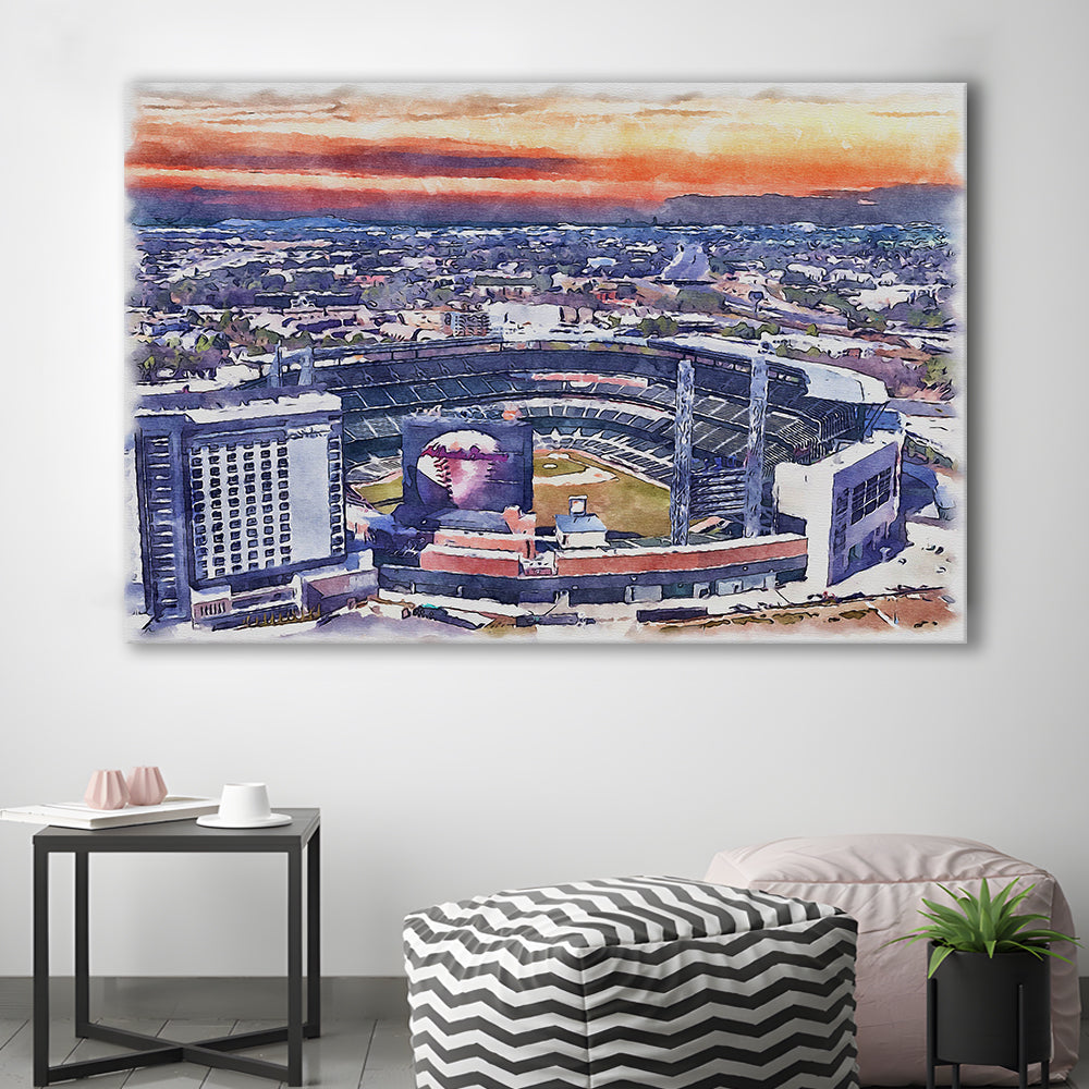 Braves Baseball Stadium Painting Canvas, Truist Park Watercolor, Sport Art, Gifts for him, Canvas Print Wall Art