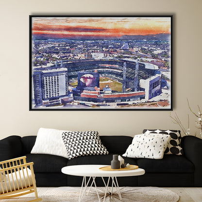 Braves Baseball Stadium Painting Canvas, Truist Park Watercolor, Sport Gift Art, Framed Canvas Print Wall Art