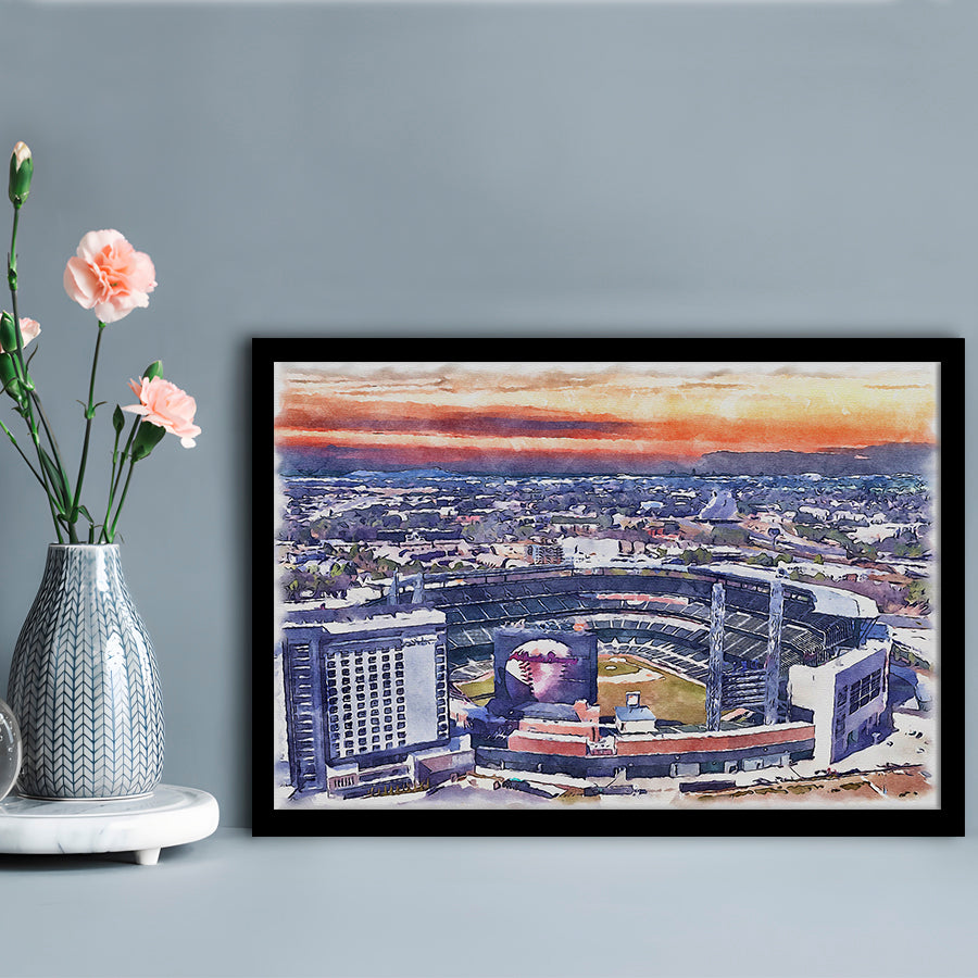 Braves Baseball Stadium Painting Canvas, Truist Park Watercolor, Sport Gift Art, Framed Art Print Wall Decor