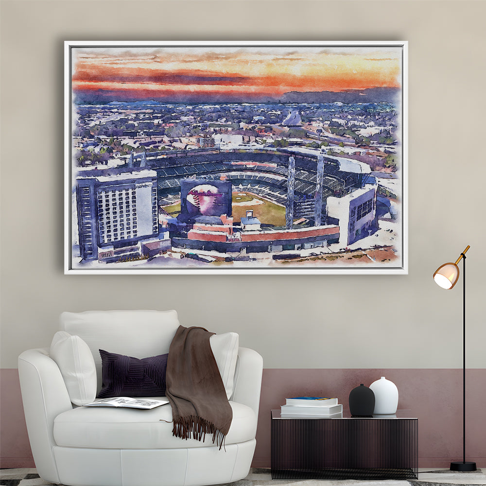 Braves Baseball Stadium Painting Canvas, Truist Park Watercolor, Sport Gift Art, Framed Canvas Print Wall Art