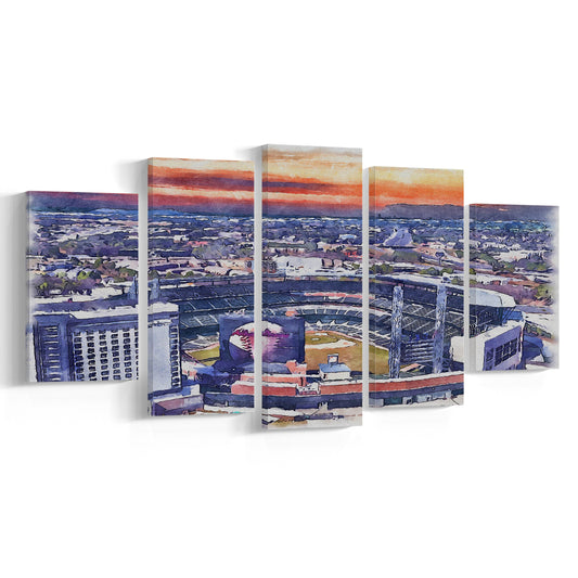 Braves Baseball Stadium Painting Canvas, Truist Park Watercolor, Sport Art, Mixed 5 Panel, Canvas Print Wall Art