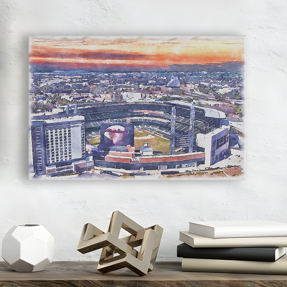 Braves Baseball Stadium Painting Canvas, Truist Park Watercolor, Sport Art, Gifts for him, Canvas Print Wall Art