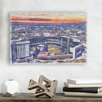 Braves Baseball Stadium Painting Canvas, Truist Park Watercolor, Sport Art, Gifts for him, Canvas Print Wall Art