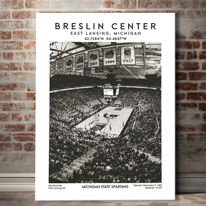 Breslin Center Stadium Black And White, Michigan Basketball Arena Wall Art Print, Canvas Prints Wall Art, Man Cave Decor