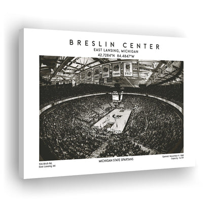 Breslin Center Stadium Black And White, Michigan Basketball Arena Print, Gift For Fans, Canvas Print Wall Art, Man Cave Gift