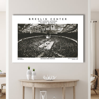 Breslin Center Stadium Black And White, Michigan Basketball Arena Print, Gift For Fans, Canvas Print Wall Art, Man Cave Gift