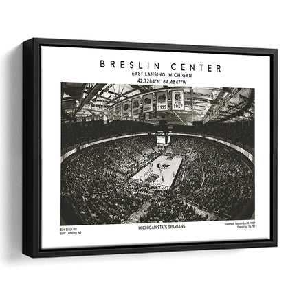 Breslin Center Stadium Black And White, Michigan Basketball Arena Print, Gift For Fans, Framed Canvas Print Wall Art