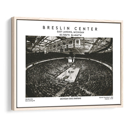 Breslin Center Stadium Black And White, Michigan Basketball Arena Print, Gift For Fans, Framed Canvas Print Wall Art