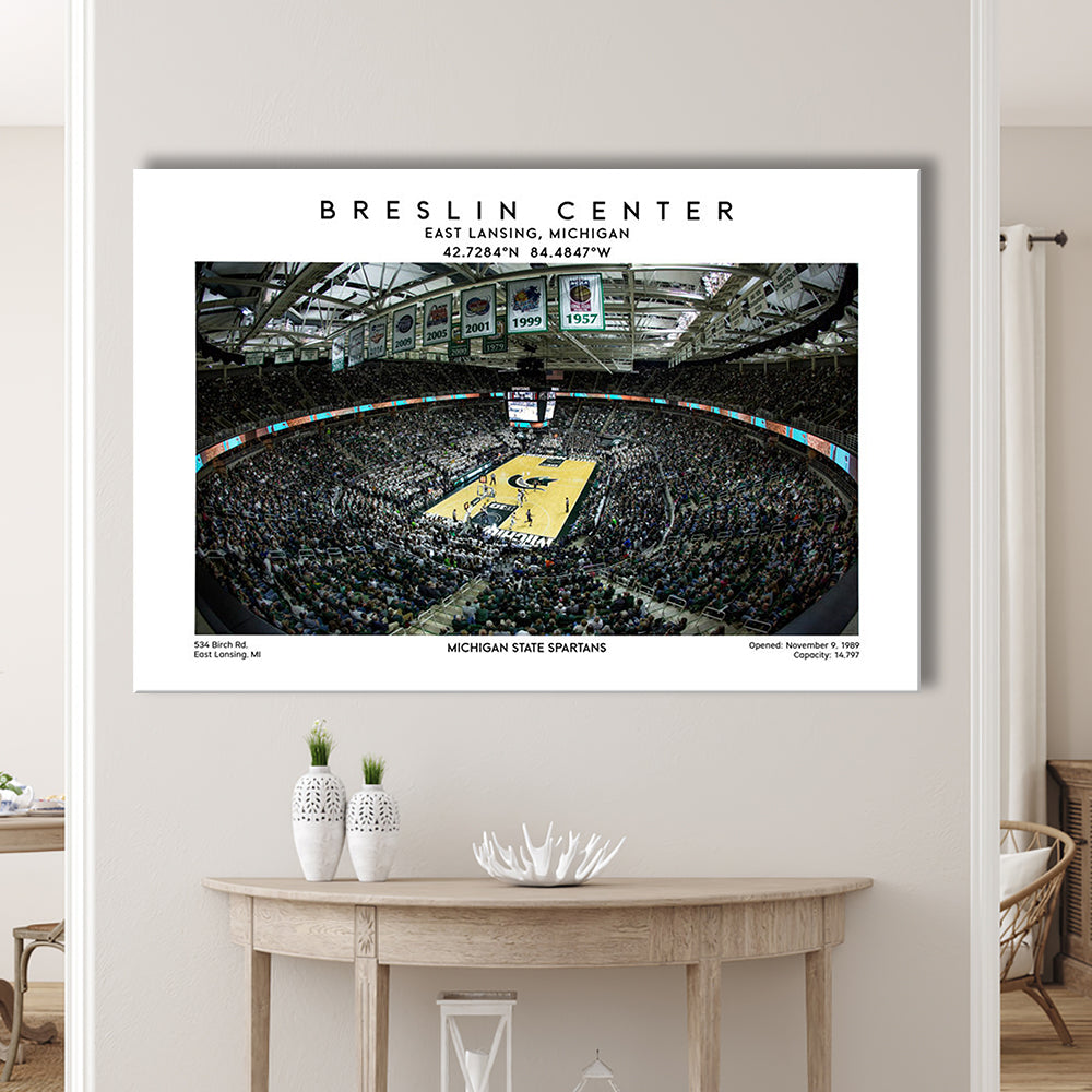 Breslin Center Art, Michigan State Spartans Basketball Arena Print, Gift For Fans, Canvas Print Wall Art, Man Cave Gift