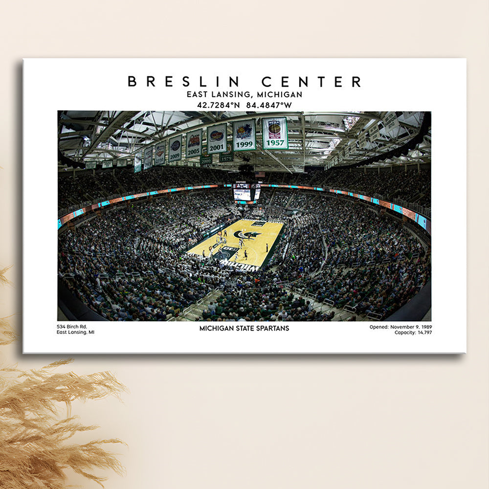 Breslin Center Art, Michigan State Spartans Basketball Arena Print, Gift For Fans, Canvas Print Wall Art, Man Cave Gift