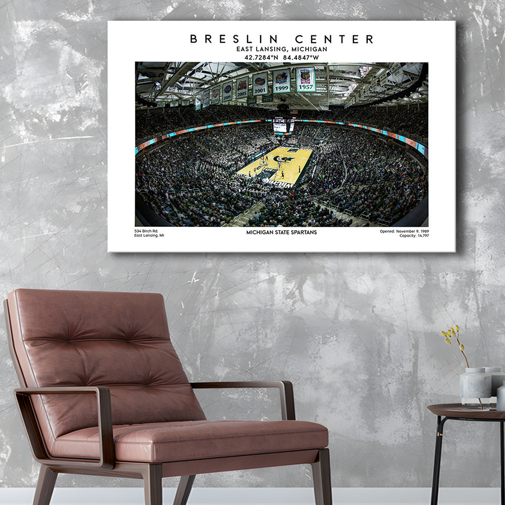 Breslin Center Art, Michigan State Spartans Basketball Arena Print, Gift For Fans, Canvas Print Wall Art, Man Cave Gift