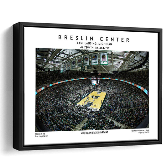 Breslin Center Art, Michigan State Spartans Basketball Arena Print, Gift For Fans, Framed Canvas Print Wall Art