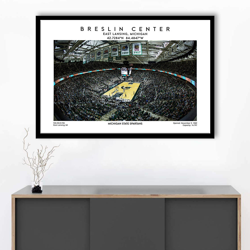 Breslin Center Art, Michigan State Spartans Basketball Arena Print, Gift For Fans, Framed Art Print Wall Decor