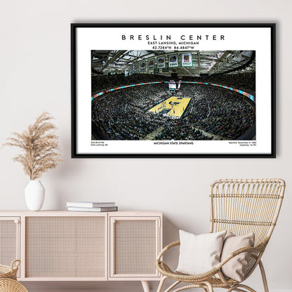 Breslin Center Art, Michigan State Spartans Basketball Arena Print, Gift For Fans, Framed Canvas Print Wall Art