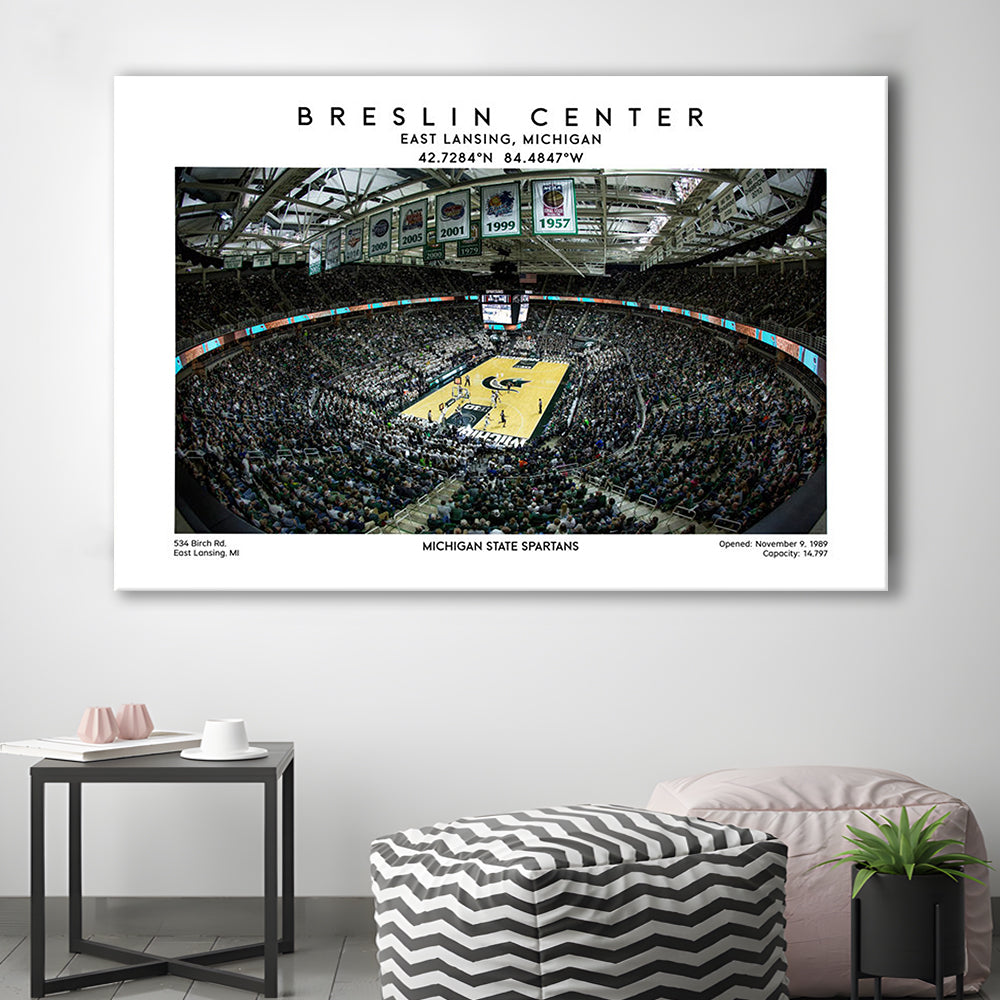 Breslin Center Art, Michigan State Spartans Basketball Arena Print, Gift For Fans, Canvas Print Wall Art, Man Cave Gift