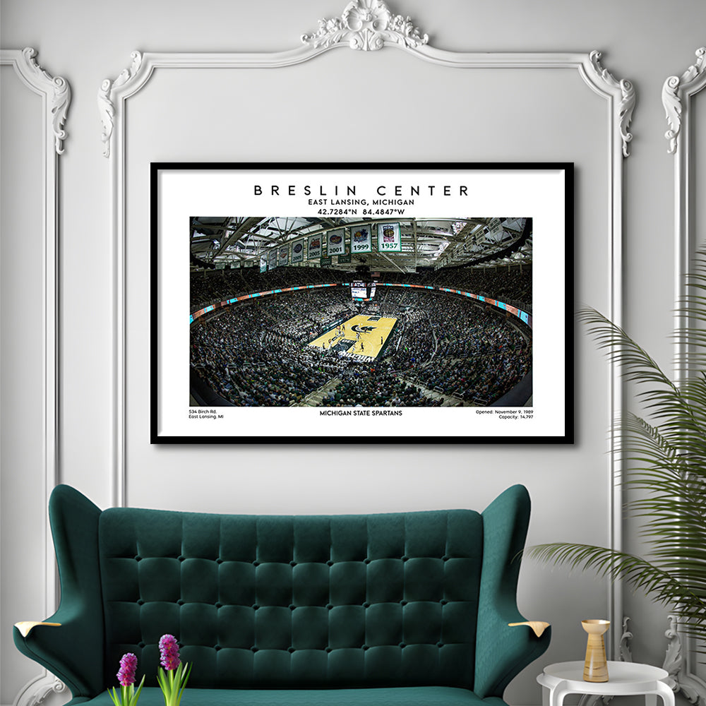 Breslin Center Art, Michigan State Spartans Basketball Arena Print, Gift For Fans, Framed Art Print Wall Decor