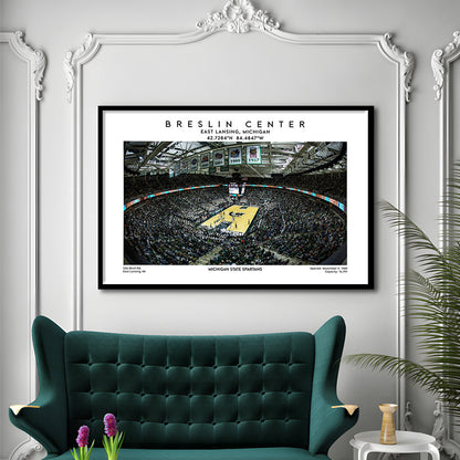 Breslin Center Art, Michigan State Spartans Basketball Arena Print, Gift For Fans, Framed Art Print Wall Decor