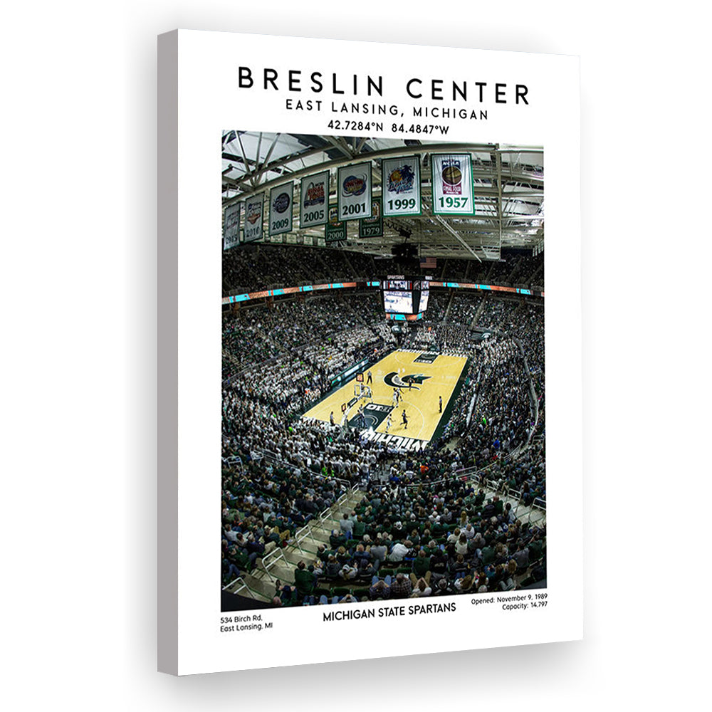 Breslin Center, Michigan State Spartans Basketball Arena Wall Art Print, Canvas Prints Wall Art, Man Cave Decor