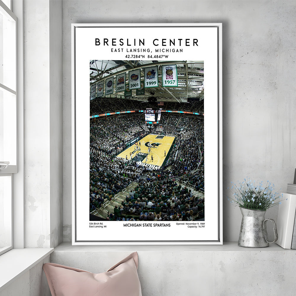 Breslin Center, Michigan State Spartans Basketball Arena Wall Art Print, Framed Canvas Prints Wall Art