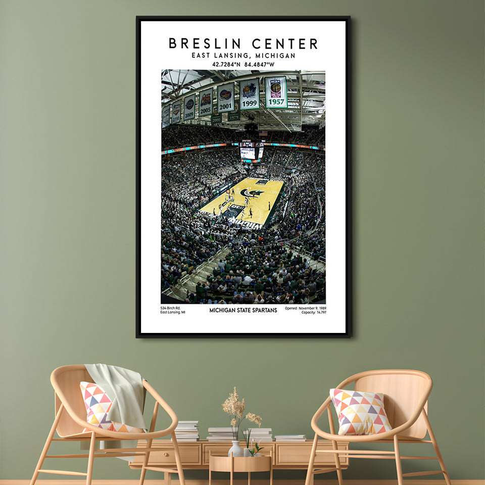 Breslin Center, Michigan State Spartans Basketball Arena Wall Art Print, Framed Canvas Prints Wall Art
