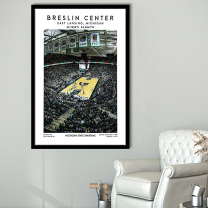 Breslin Center, Michigan State Spartans Basketball Arena Wall Art Print, Framed Art Prints Wall Decor