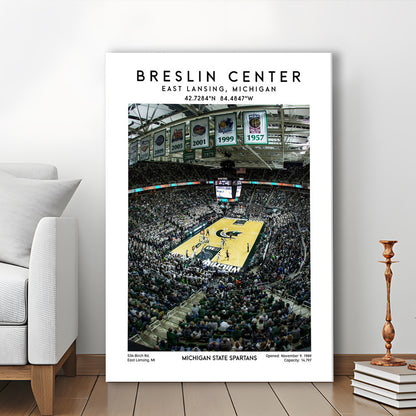 Breslin Center, Michigan State Spartans Basketball Arena Wall Art Print, Canvas Prints Wall Art, Man Cave Decor