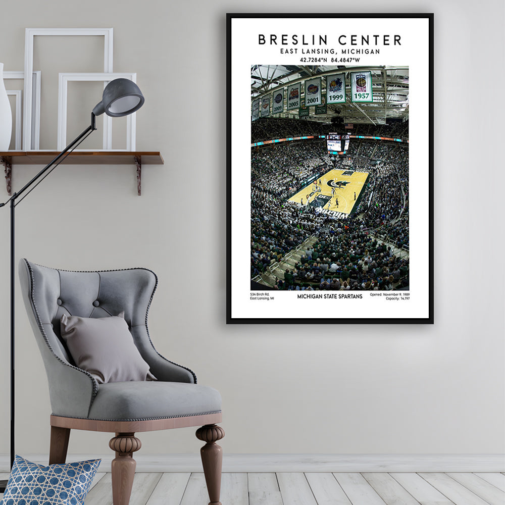 Breslin Center, Michigan State Spartans Basketball Arena Wall Art Print, Framed Canvas Prints Wall Art