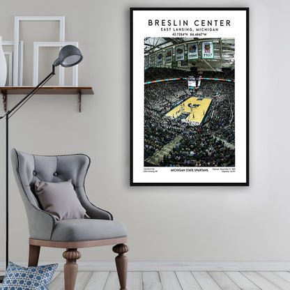 Breslin Center, Michigan State Spartans Basketball Arena Wall Art Print, Framed Canvas Prints Wall Art