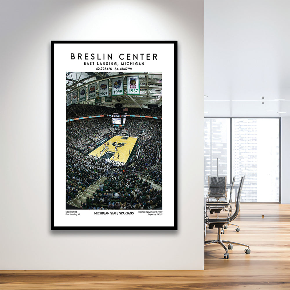 Breslin Center, Michigan State Spartans Basketball Arena Wall Art Print, Framed Art Prints Wall Decor
