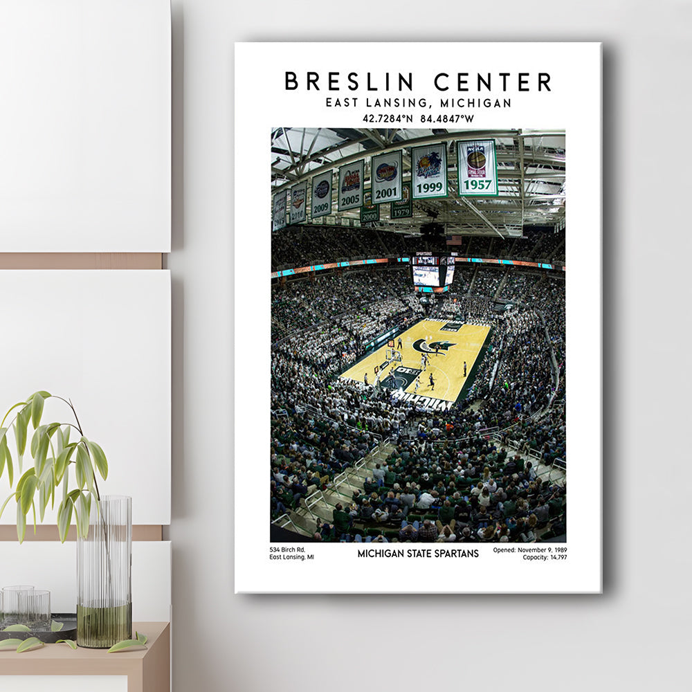 Breslin Center, Michigan State Spartans Basketball Arena Wall Art Print, Canvas Prints Wall Art, Man Cave Decor